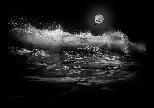 Wave Poster featuring the digital art Moon-lit Wave by Cindy Collier Harris