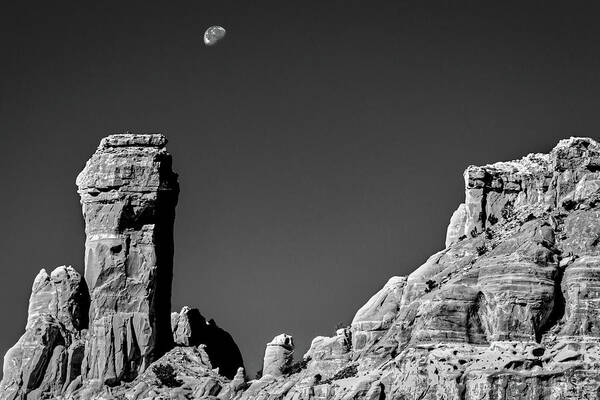 New Mexico Poster featuring the photograph Moon Over Chimney Rock by Stuart Litoff