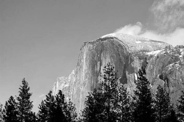 Landscape Poster featuring the photograph Moon Over Half Dome by Richard Verkuyl