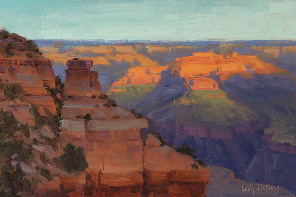 Grand Canyon Art Poster featuring the painting Morning Color - Yaki Point by Cody DeLong