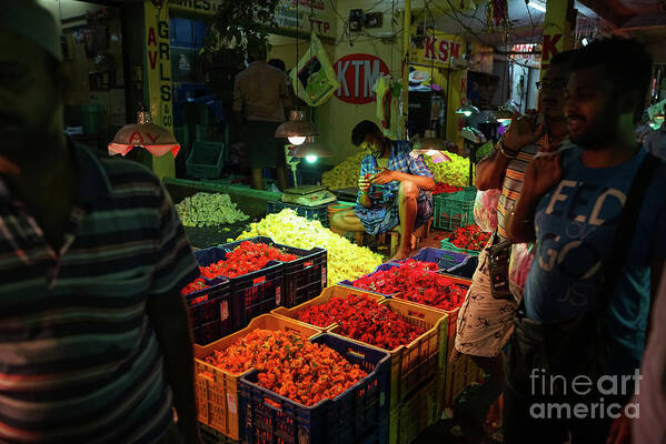 India Poster featuring the photograph Morning Flower Market Colors by Mike Reid