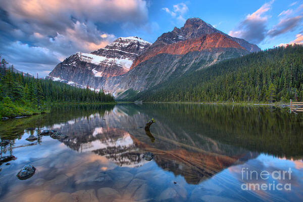  Poster featuring the photograph Morning Reflections In Cavell Pond by Adam Jewell