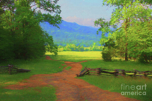 Cades Cove Poster featuring the digital art Morning View by Geraldine DeBoer