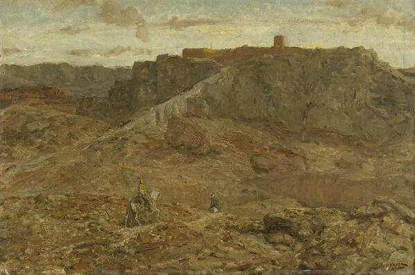 19th Century Art Poster featuring the painting Mountain landscape in Egypt by Marius Bauer