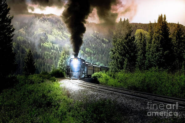 Transportation Poster featuring the photograph Mountain Railway - Morning Whistle by Robert Frederick