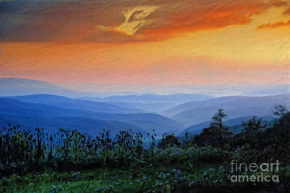 Mountain Poster featuring the digital art Mountain Sunrise by Lois Bryan