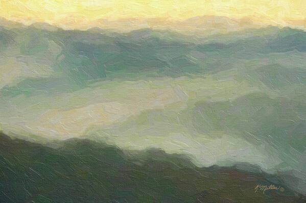 Abstract Poster featuring the painting Mountain VAlley by Kathie Miller