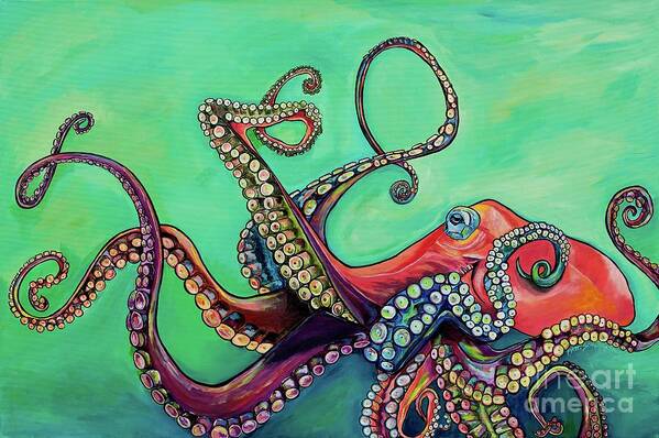 Octopus Poster featuring the painting Mr Octopus by Patti Schermerhorn