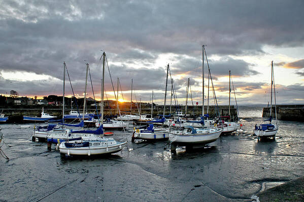 Musselburgh Poster featuring the photograph Musselburgh marina in the sunset. by Elena Perelman