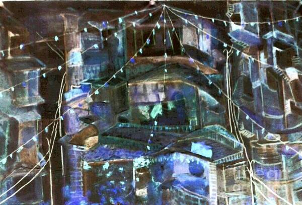 Abstract Poster featuring the painting My Town In Festive Mood by Subrata Bose