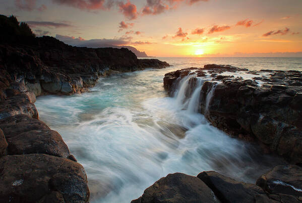 Na Pali Poster featuring the photograph Na Pali Sunset by Michael Dawson