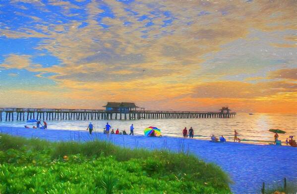 Sunset In Naples Poster featuring the digital art Naples Beach by Sharon Batdorf