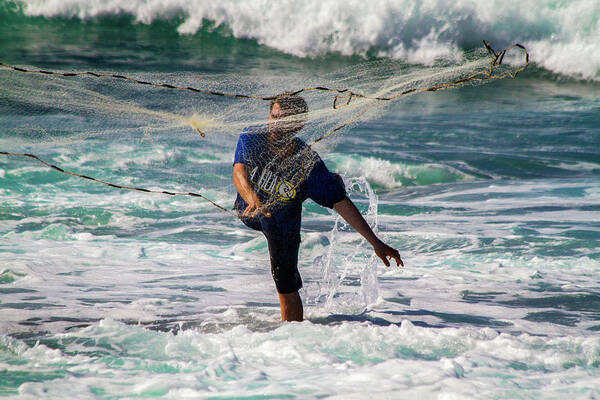 Net Fishing Poster featuring the photograph Net Fishing by Roger Mullenhour