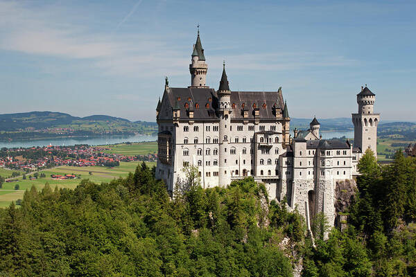 Neuschwanstein Castle Poster featuring the photograph Neuschwanstein Castle with Village by Aivar Mikko