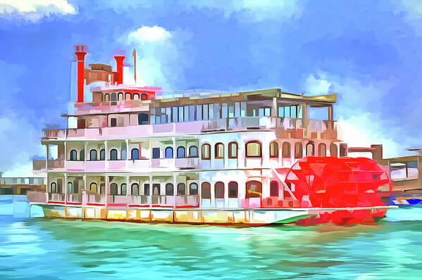 Ship Pop Art Poster featuring the photograph New Orleans Paddle Steamer Pop Art by David Pyatt
