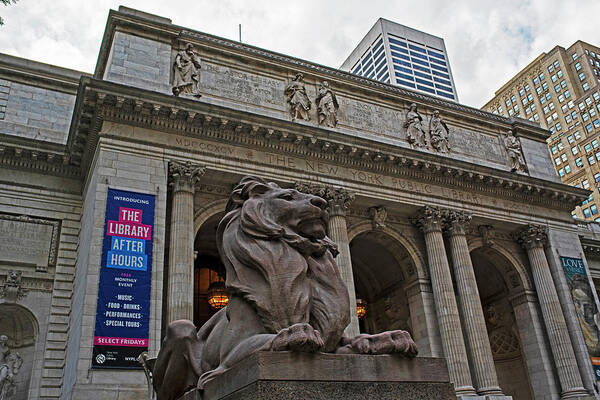 New Poster featuring the photograph New York Public Library New York NY Fifth Ave Lion by Toby McGuire