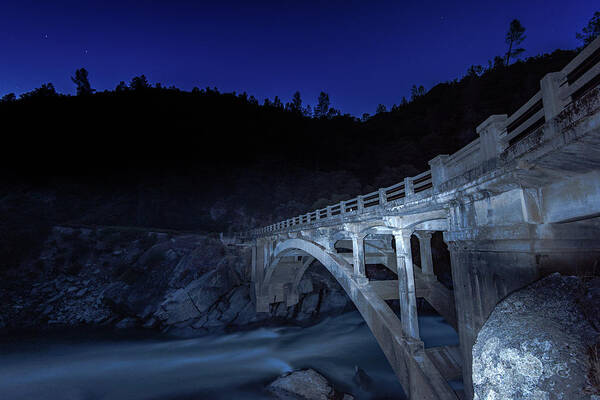 Yuba River Poster featuring the photograph Night Bridge by Robin Mayoff