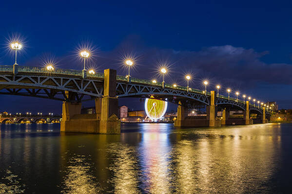 Bridge Poster featuring the photograph Night shot of the Pont Saint-Pierre by Semmick Photo