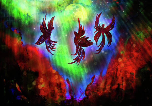 Nights Spirits Poster featuring the mixed media Nights Spirits by Lilia S
