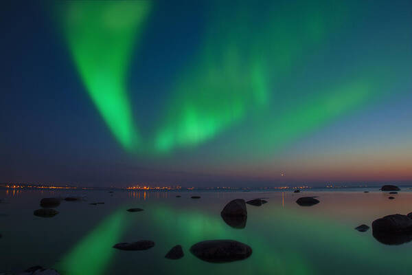 Astronomy Poster featuring the photograph Northern Lights Aurora Borealis in Northern Europe by Sandra Rugina