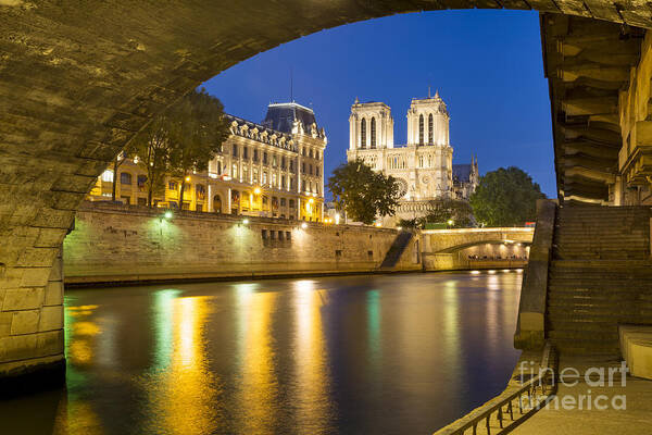 Paris Poster featuring the photograph Notre Dame - Paris Night View by Brian Jannsen