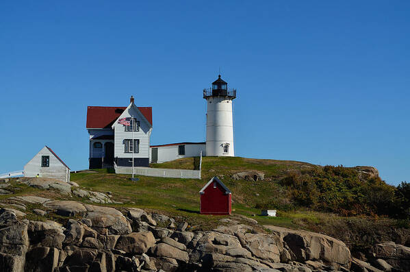 Ogunquit Poster featuring the photograph Nubble Lighthouse in Ogunquit by Richard Ortolano