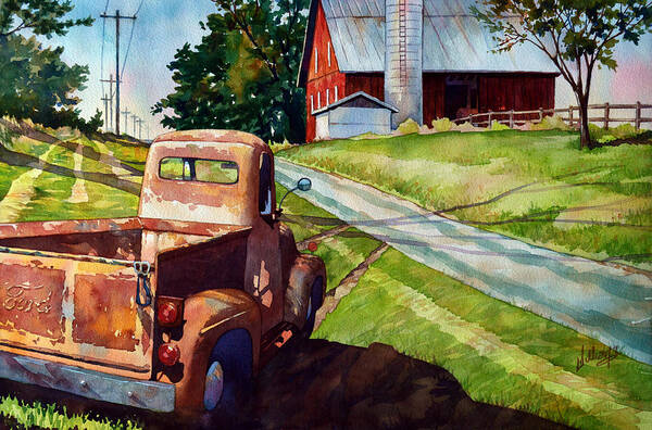 Watercolor Poster featuring the painting Ol '54 by Mick Williams