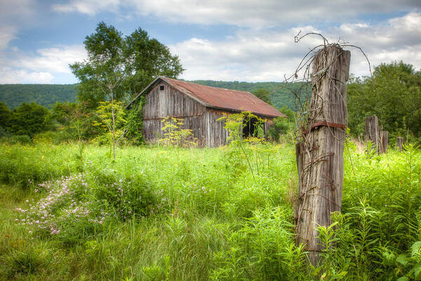 Barns Poster featuring the photograph Old barn near Stryker Rd. Rustic Landscape by Gary Heller