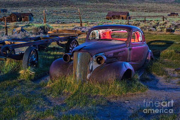 Bodie Poster featuring the photograph Old Bodie Car By Moonlight by Mimi Ditchie