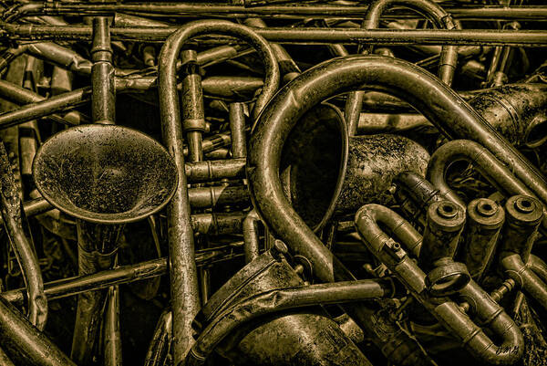 Old Poster featuring the photograph Old Brass Musical Instruments by David Gordon