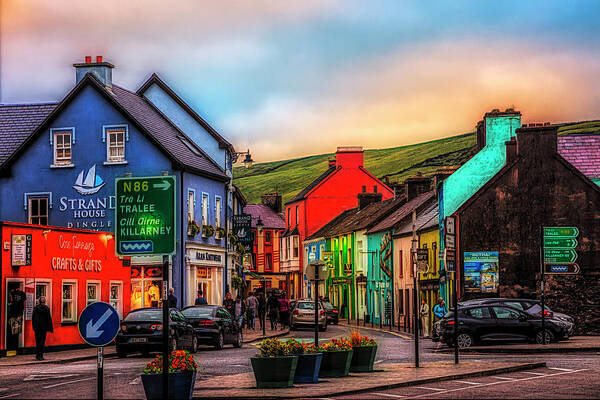 Barn Poster featuring the photograph Old Irish Town The Dingle Peninsula at Sunset by Debra and Dave Vanderlaan