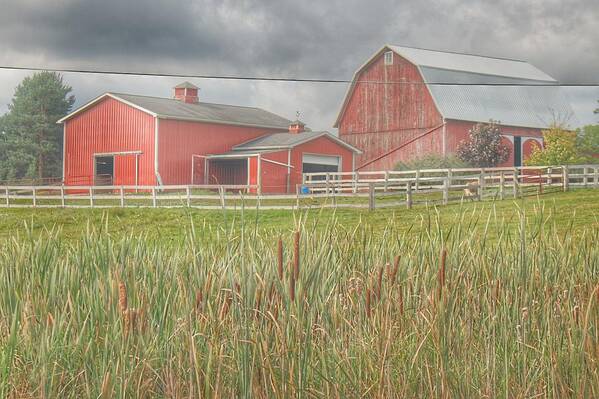 Barn Poster featuring the photograph 0033 - Old Meets New by Sheryl L Sutter