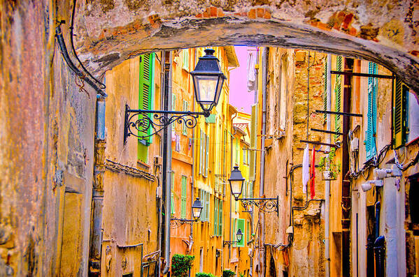 Nizzaprint Poster featuring the photograph Old Town Nizza, Southern France by Monique Wegmueller