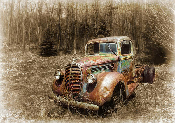 Old Truck In The Meadow Poster featuring the photograph Old Truck in the Meadow by Carolyn Derstine