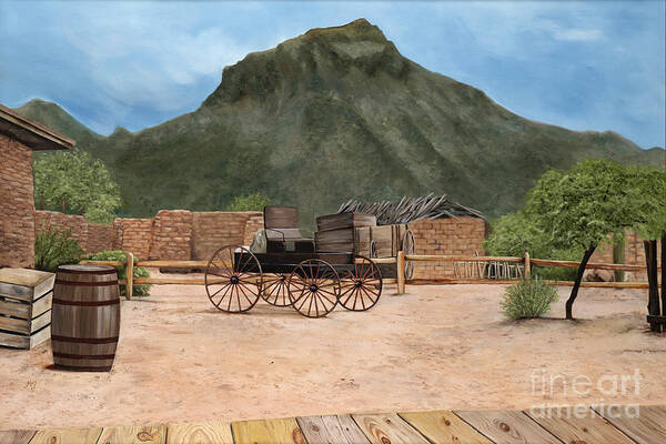 Art Poster featuring the painting Old Tucson by Mary Rogers