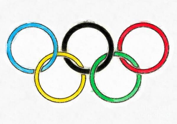 Olympics Poster featuring the digital art Olympic Rings Pencil by Edward Fielding