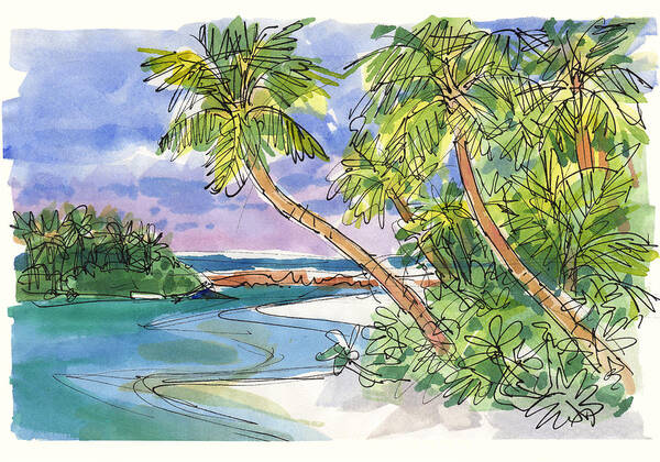 Cook Islands Poster featuring the painting One-Foot-Island, Aitutaki by Judith Kunzle