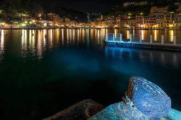 Portofino Poster featuring the photograph One Night In Portofino - Una Notte A Portofino by Enrico Pelos