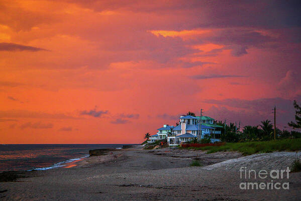 Sky Poster featuring the photograph Orange Sky Beach House by Tom Claud