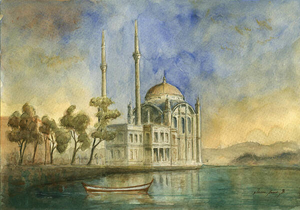 Art Poster featuring the painting Ortakoy Mosque Istanbul by Juan Bosco