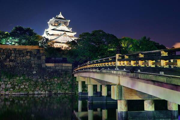 Osaka Poster featuring the photograph Osaka Castle by Songquan Deng