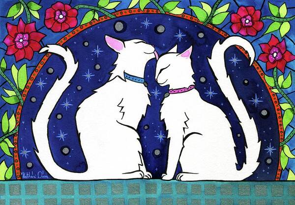 Our Purrfect Universe Poster featuring the painting Our Purrfect Universe by Dora Hathazi Mendes