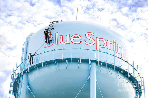 Andee Design Water Tower Poster featuring the photograph Painting The Blue Springs Water Tower by Andee Design