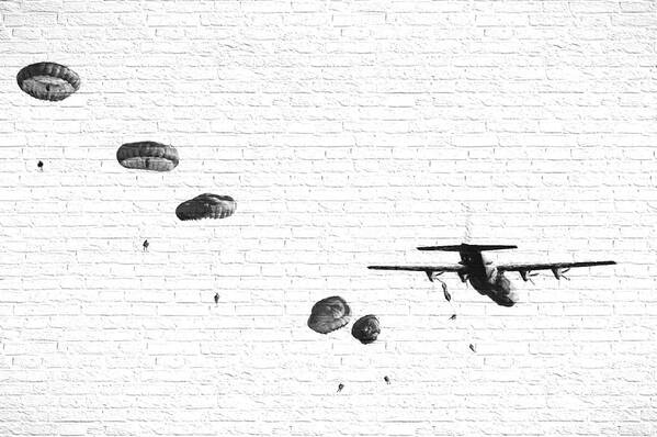 Military Poster featuring the digital art Paratroopers Graffiti. by Roy Pedersen