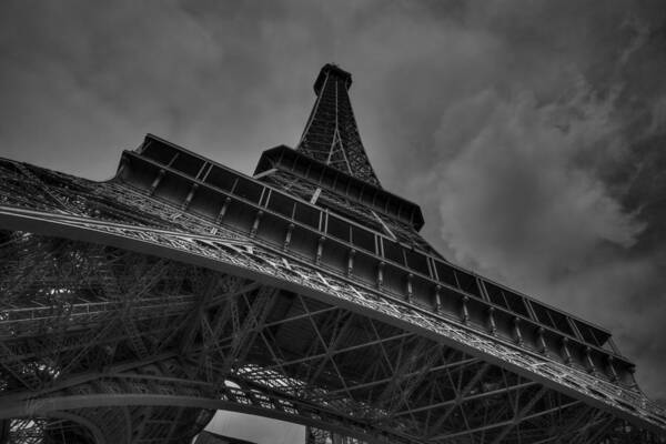 Eiffel Tower Poster featuring the photograph Paris - Eiffel Tower 001 BW by Lance Vaughn