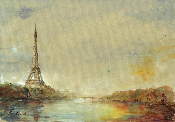 Eiffel Tower Art Poster featuring the painting Paris Eiffel tower painting by Juan Bosco