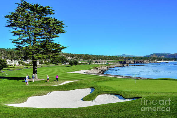 Golf Poster featuring the photograph Pebble Beach 18th Hole by David Meznarich