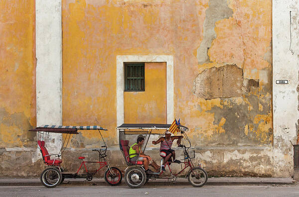 Pedicabs At Convento De Santa Clara Havana Cuba Photography By Charles Harden Adobe Stucco Wall Ruins Poster featuring the photograph Pedicabs at Convento de Santa Clara Havana Cuba by Charles Harden