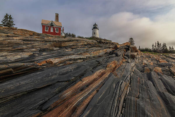 Pemaquid Point Lighthouse Poster featuring the photograph Pemaquid Point Cliffs by Kristen Wilkinson