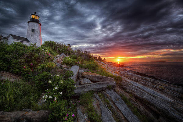 Lighthouse Poster featuring the photograph Pemaquid Sunrise by Neil Shapiro